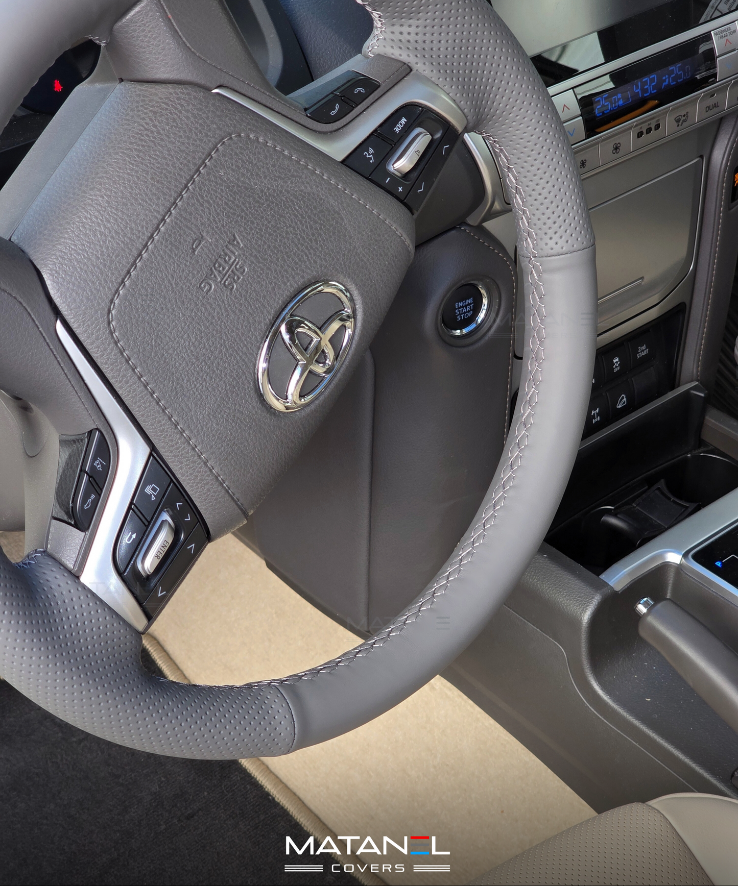 Matanel Covers DIY Car Steering Wheel Cover for Toyota Land Cruiser 2016-2023 Genuine Leather Dark Grey