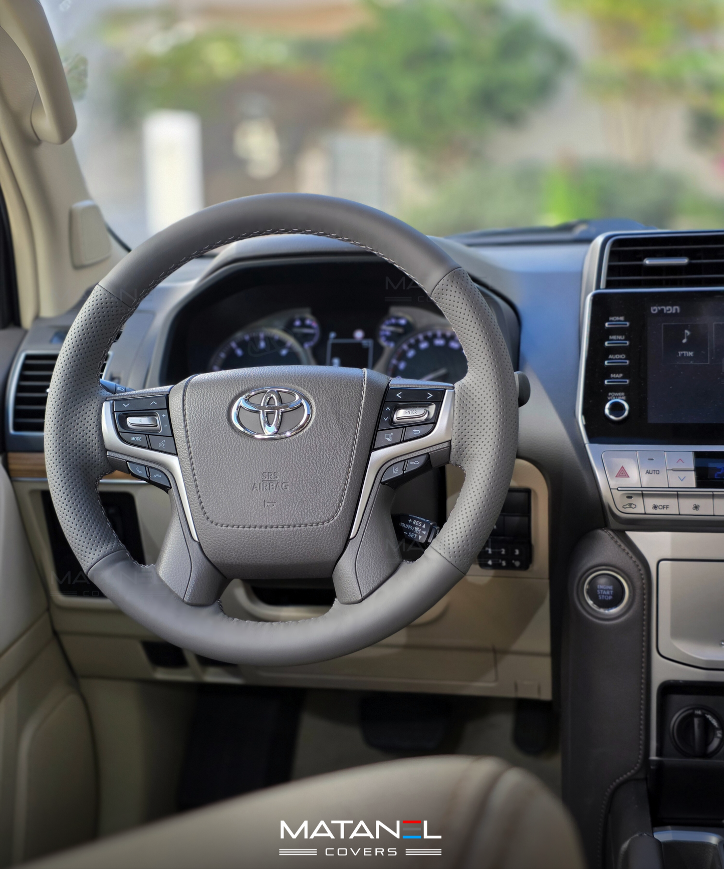 Matanel Covers DIY Car Steering Wheel Cover for Toyota Land Cruiser 2016-2023 Genuine Leather Dark Grey