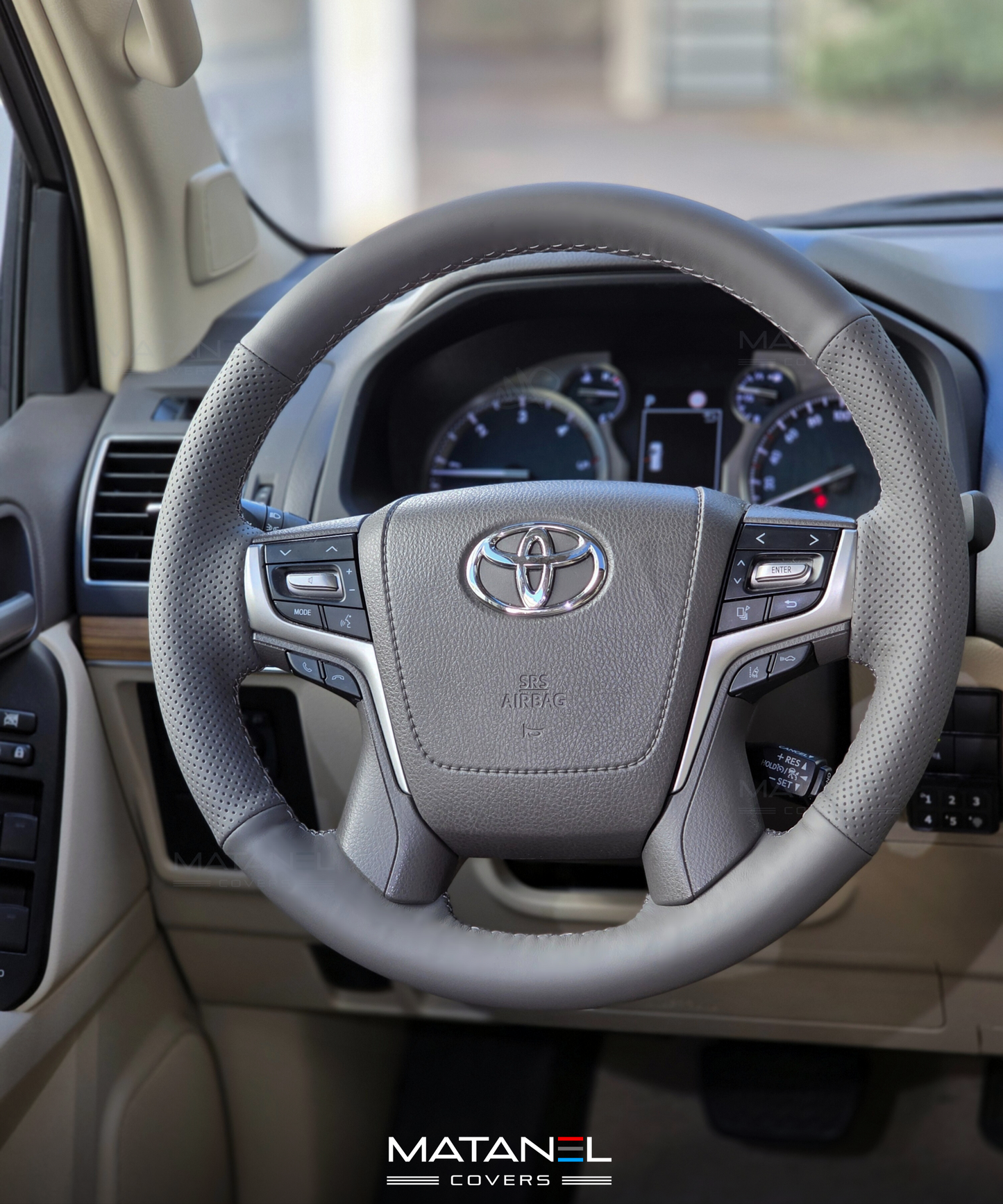 Matanel Covers DIY Car Steering Wheel Cover for Toyota Land Cruiser 2016-2023 Genuine Leather Dark Grey
