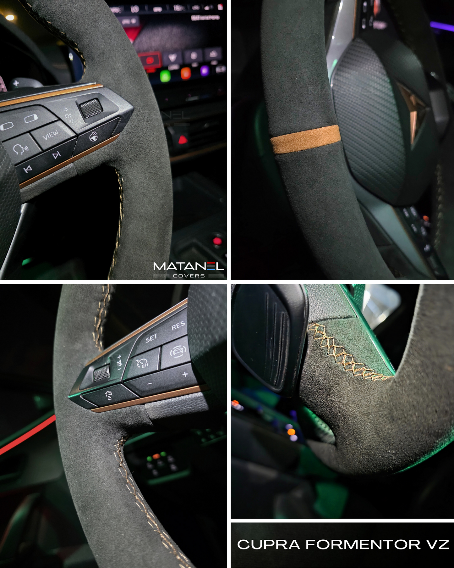 Matanel Covers DIY Alcantara Car Steering Wheel Cover for Cupra Formentor Leon 2020-2026