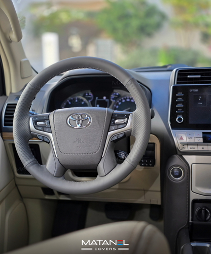 Matanel Covers DIY Car Steering Wheel Cover for Toyota Land Cruiser 2016-2023 Genuine Leather Dark Grey