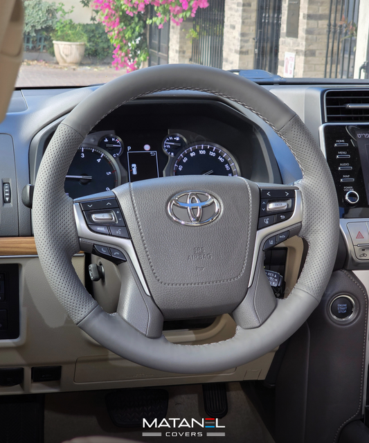 Matanel Covers DIY Car Steering Wheel Cover for Toyota Land Cruiser 2016-2023 Genuine Leather Dark Grey